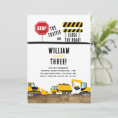 Bodemafbraak vrachtwagen Birthday Party Kaart (Staand voorkant)