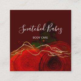 Bodemafscheiding QRCODE-Roos Rood Burgund Floral Vierkante Visitekaartje