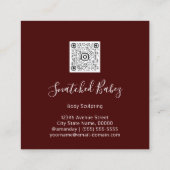 Bodemafscheiding QRCODE-Roos Rood Burgund Floral Vierkante Visitekaartje (Achterkant)