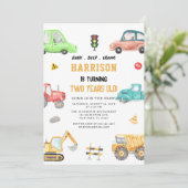 Bodemafslag vrachtwagens feest kaart (Staand voorkant)