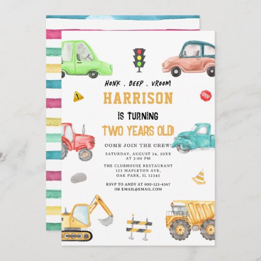 Bodemafslag vrachtwagens feest kaart (Voorkant / Achterkant)