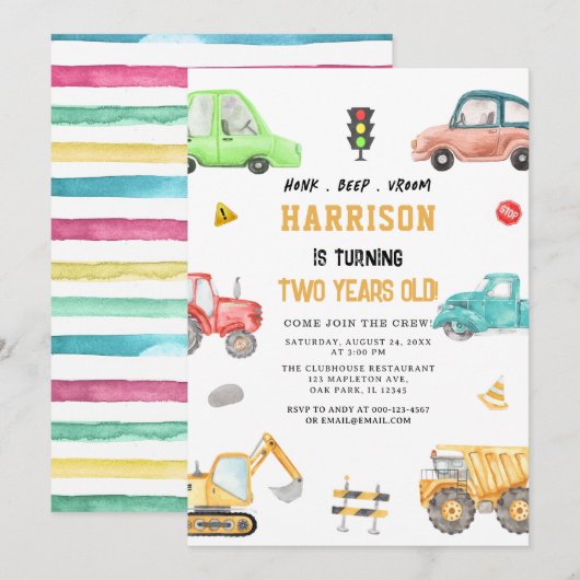 Bodemafslag vrachtwagens feest kaart (Voorkant / Achterkant)