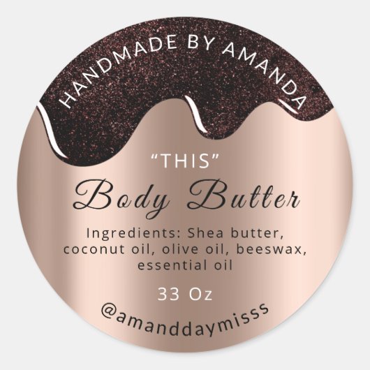 Bodemafvoerdruppels Product Packaging Roos Blush Ronde Sticker (Voorkant)