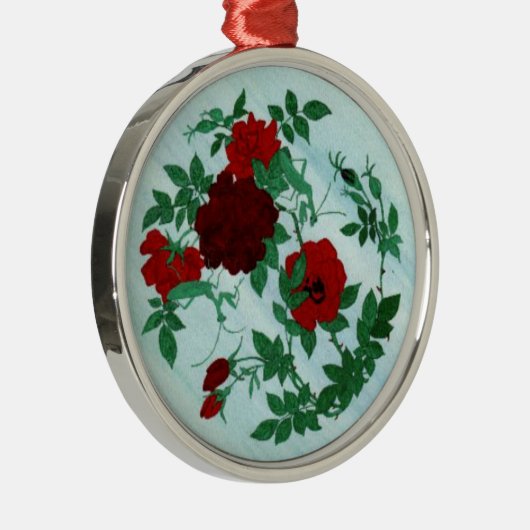 Bodemantis en roodrozen metalen ornament (Rechts)