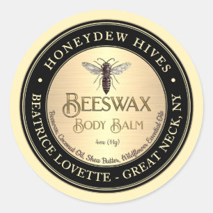 Bodembalsetiket Koningin Bee Metallic Gold en Zwar Ronde Sticker