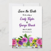 Bodembedekking met bijtende kleurrijke bloemen save the date (Voorkant)