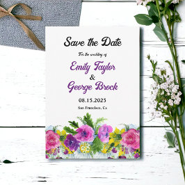 Bodembedekking met bijtende kleurrijke bloemen save the date