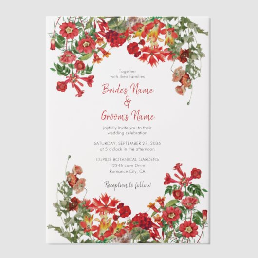 Bodembloemen Bodembeugel Vellum Uitnodigingen (Voorkant)