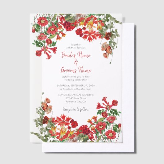 Bodembloemen Bodembeugel Vellum Uitnodigingen (Offset)