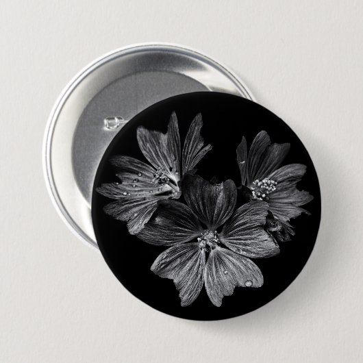 Bodembloemen in zwart-wit nr. 11 Button (Voorkant /achterkant)