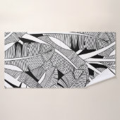 Bodemboom, plant en palmboom, zwart-wit badhanddoek (Badhanddoek)