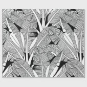 Bodemboom, plant en palmboom, zwart-wit cadeaupapier (Vlak)
