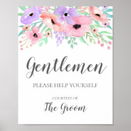 Bodembord - Bathroom Basket Floral Sign Poster