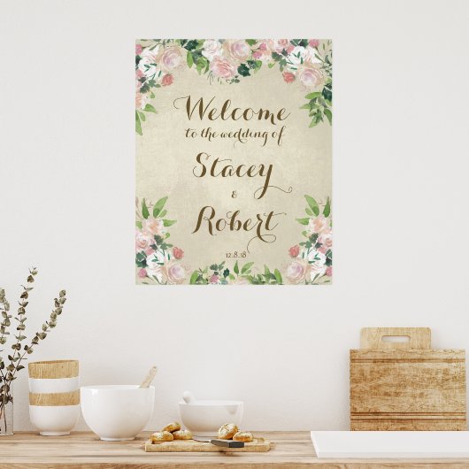 Bodembord  elegant floral poster (Keuken)