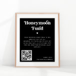 Bodembord voor herdenkingsgeld in Black Retro Scri Poster<br><div class="desc">Dit elegante poster met retro manuscript & douanetekst en qr code zou een grote toevoeging aan uw trouwfeest maken! Voeg je eigen gegevens eenvoudig toe door op de optie 'personaliseren' te klikken.</div>