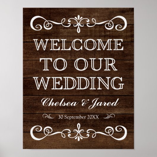 Bodembord - Welkomstbord voor bruiloft Rustic Wedd Poster (Voorkant)