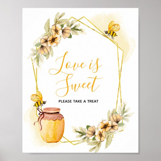 Bodembotanische Waterverf Love is Sweet Sign Poster (Voorkant)