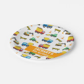 Bodembouwvoertuigen Pattern Birthday Party Papieren Bordje (Gekanteld)