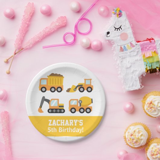 Bodembouwvoertuigen Pattern Birthday Party Papieren Bordje (Feest)