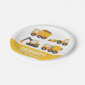 Bodembouwvoertuigen Pattern Birthday Party Papieren Bordje (Gekanteld)