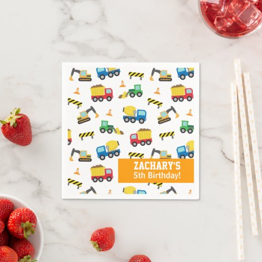 Bodembouwvoertuigen Pattern Birthday Party Servetten (Insitu)