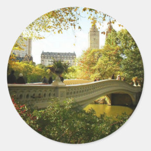 Bodembrug in de herfst, Central Park, New York Cit Ronde Sticker