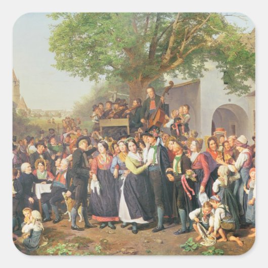 Bodembruiloft in Neder-Oostenrijk (olie op doek) Vierkante Sticker (Voorkant)