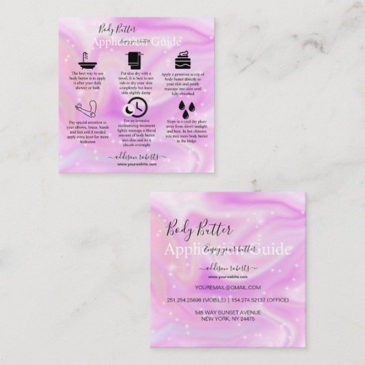 Bodembutter Application Guide Modern Glam Square Vierkante Visitekaartje (Voorkant / Achterkant)