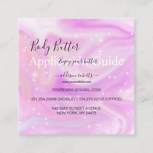 Bodembutter Application Guide Modern Glam Square Vierkante Visitekaartje (Achterkant)