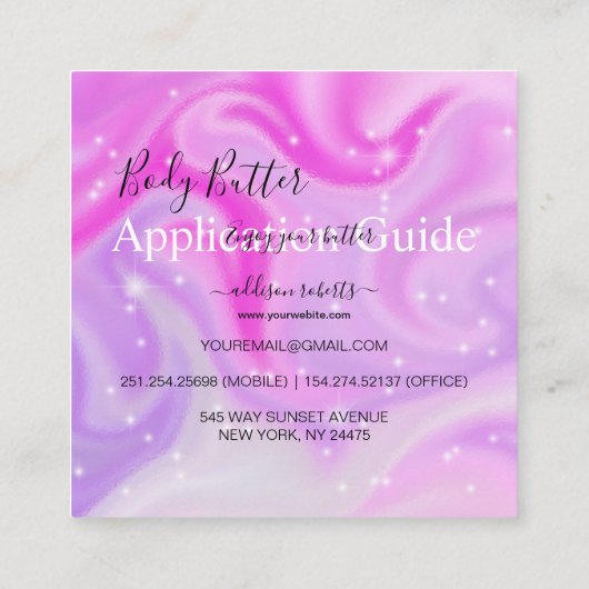 Bodembutter Application Guide Modern Glam Square Vierkante Visitekaartje (Achterkant)