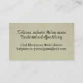 Bodemeters borden kok catering visitekaartjes (Achterkant)