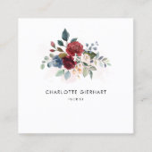 Bodemflank van Bourgogne Floral QR Code Botanische Vierkante Visitekaartje (Voorkant)