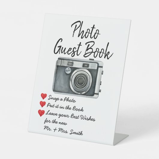 Bodemfoto van de gastbank voor het huwelijk reclamebord met voetstuk (Voorkant)