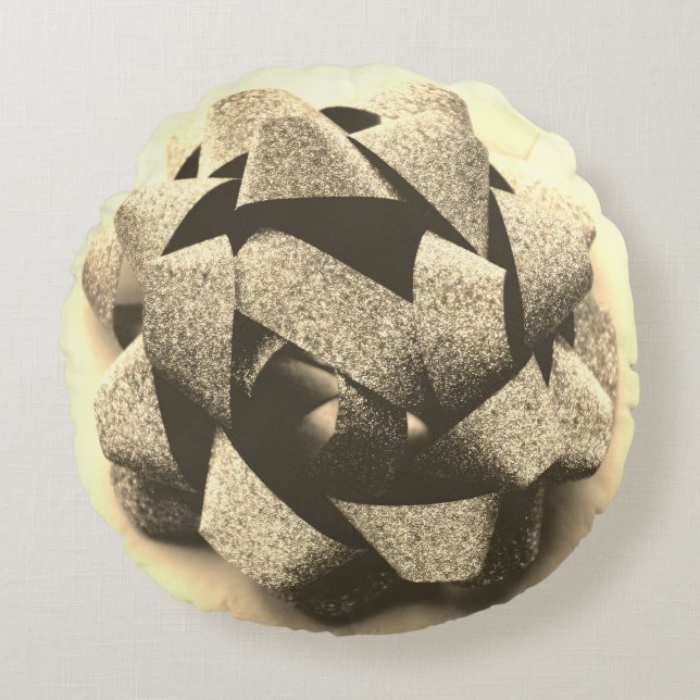 Bodemgoud cadeau boog rond kussen (Voorkant)