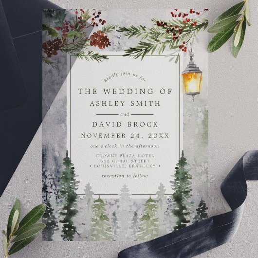 Bodemhek in de winter vellum uitnodigingen