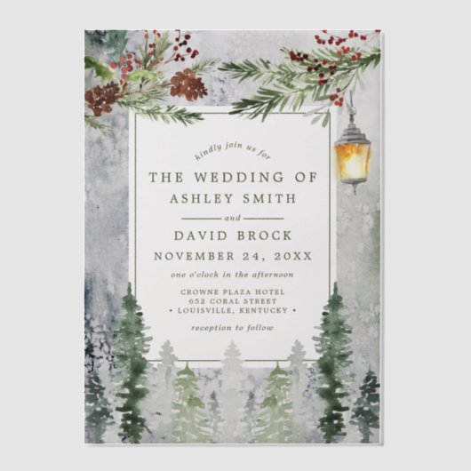 Bodemhek in de winter vellum uitnodigingen (Voorkant)