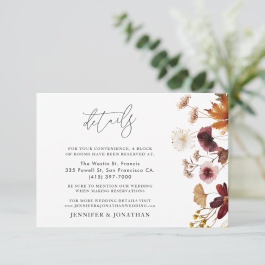 BodemHerfst Botanical Wedding Details Informatiekaartje (Staand voorkant)