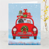 Bodemhond in auto met kerstman kaart (Gele Bloem)