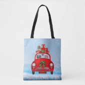 Bodemhond in auto met kerstman tote bag (Voorkant)