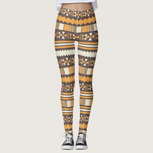 Bodemkleuren Tribal Leggings (Voorkant)
