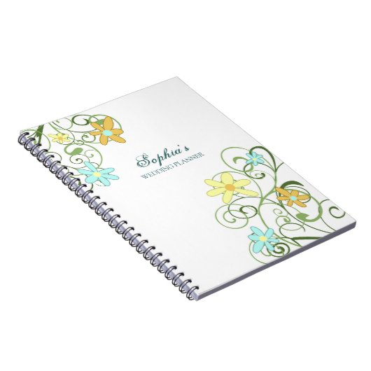 Bodemplanner - Aangepaste naam Floral-laptop Notitieboek (Rechterzijde)