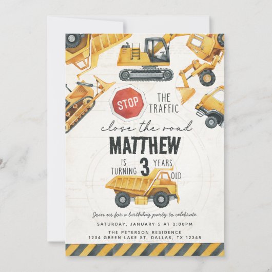 Bodempomp Truck Birthday Kaart (Voorkant)