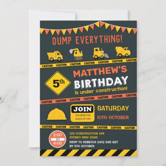 Bodempomp Truck Birthday Kaart (Voorkant)