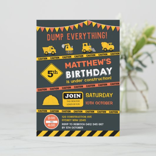 Bodempomp Truck Birthday Kaart (Staand voorkant)