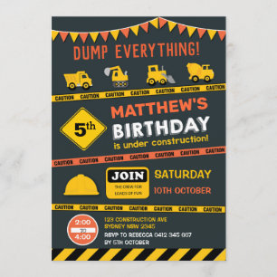 Bodempomp Truck Birthday Party Kaart