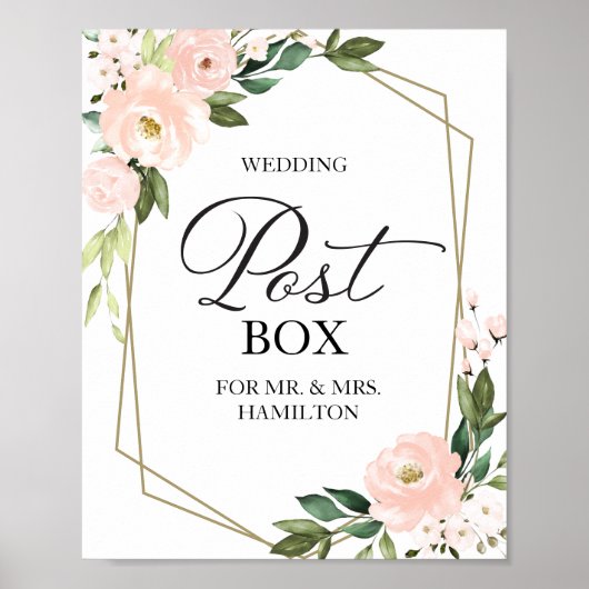 Bodempostbus - Blush Floral Geometric Poster (Voorkant)