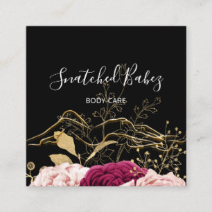 Bodemverzorging QRCODE Black Gold Flower Rozen Vierkante Visitekaartje