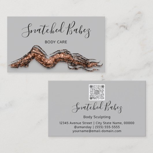 Bodemverzorging QRCODE Grijs Roos Bruin Visitekaartje (Voorkant / Achterkant)