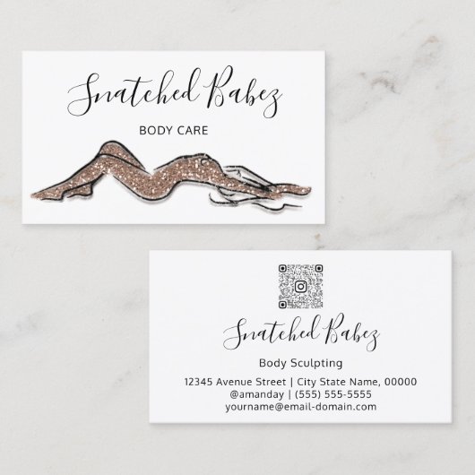 Bodemverzorging QRCODE Roos Glitter SPA Visitekaartje (Voorkant / Achterkant)