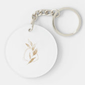 Bodemvormig bladerbruin met een moderne goudvorm sleutelhanger (Achterkant)